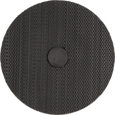 Disco abrasivo redondo preto com textura áspera e centro liso