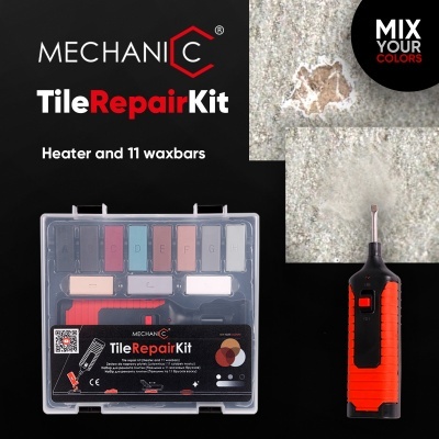 Kit de reparação de azulejos MECHANIC com aquecedor e 11 barras de cera coloridas em estojo transparente