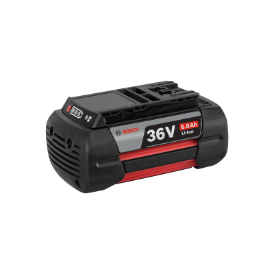 Bateria Bosch 36V 6.0Ah Li-Ion preta com detalhes vermelhos e cinza