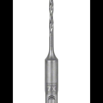 Broca metálica prateada com ponta azul e texto BOSCH 7X