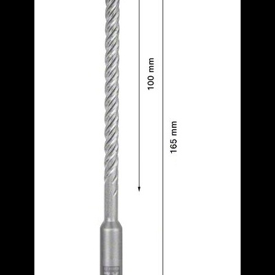 Broca de perfuração metálica com ponta azul e dimensões marcadas