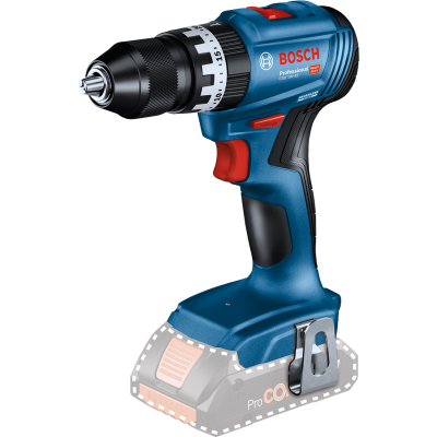 Parafusadora sem fio BOSCH azul, preta e vermelha com marca BOSCH