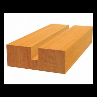 Bloco de madeira retangular castanho claro com ranhura central