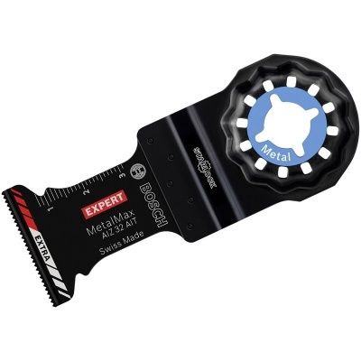 Lâmina de corte Bosch metal preta com texto e símbolo