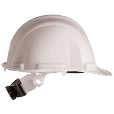 Capacete de segurança branco com cinta ajustável preta