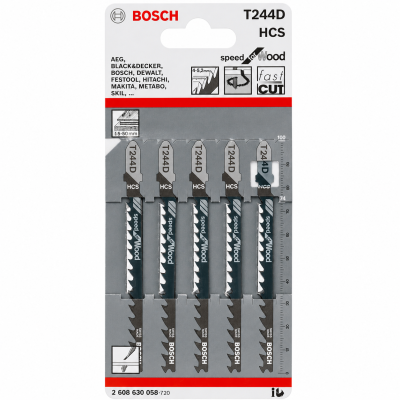 Conjunto de lâminas de serra para madeira BOSCH T244D HCS em embalagem com texto