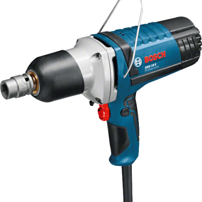 Berbequim elétrico Bosch SDS 18 E azul, preto e cinza com cabo preto.