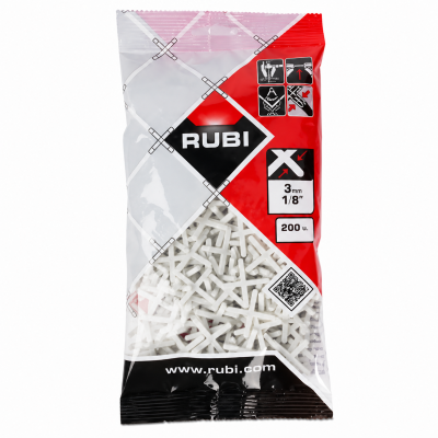 Embalagem de espaçadores brancos para azulejos RUBI de 3 mm, 200 unidades