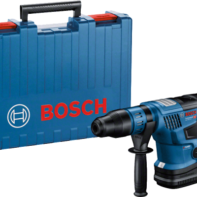 Conjunto de ferramenta Bosch com estojo azul e pistola de impacto azul e preta