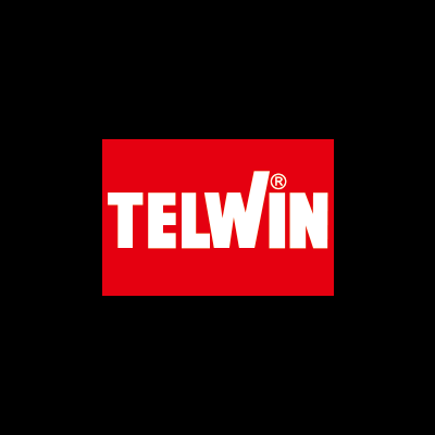 Logotipo TELWIN em branco sobre fundo vermelho