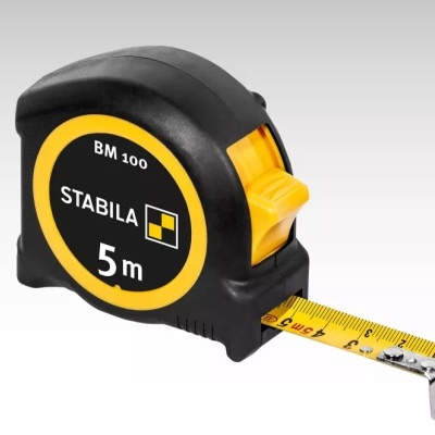 Trena STABILA BM 100 com fita métrica amarela e caixa preta e amarela