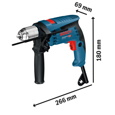 Berbequim eléctrico azul e preto BOSCH com punho adicional preto e gatilho vermelho