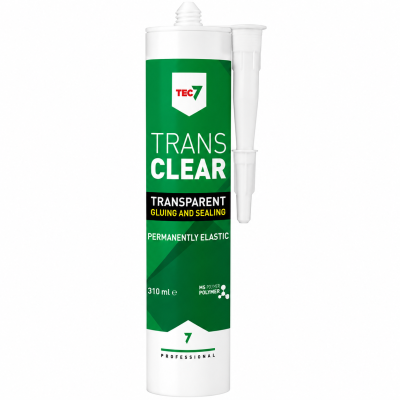 Cola e selante transparente TEC7 em embalagem verde e branco com 310 ml
