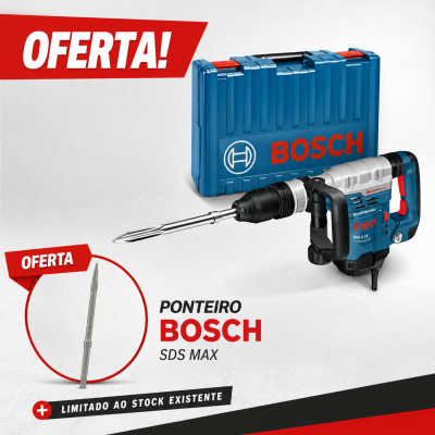 Martelo perfurador Bosch SDS Max com mala e ponteiro em oferta