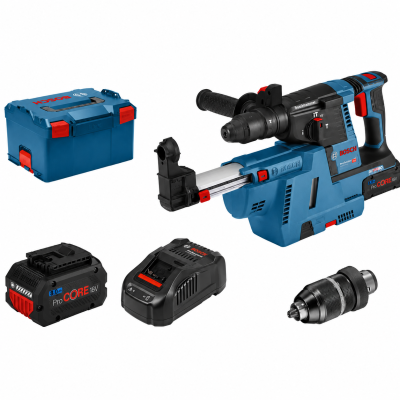 Ferramenta elétrica Bosch com acessórios e maleta.