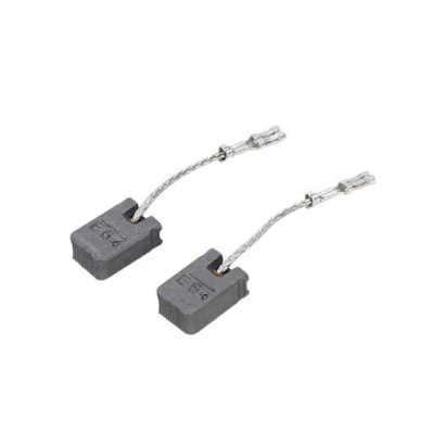 Dois carbões elétricos pretos com fios metálicos e terminais de conexão