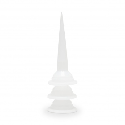 Base de cera branca translúcida cónica com três secções arredondadas