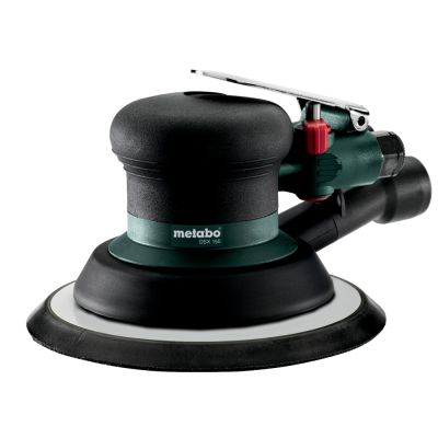 Lixadora pneumática Metabo DSX 150 com corpo preto e verde
