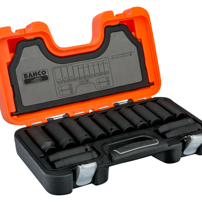 Conjunto de soquetes de impacto em estojo preto e laranja da marca BAHCO