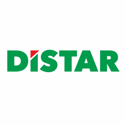 Logótipo DISTAR em verde e vermelho