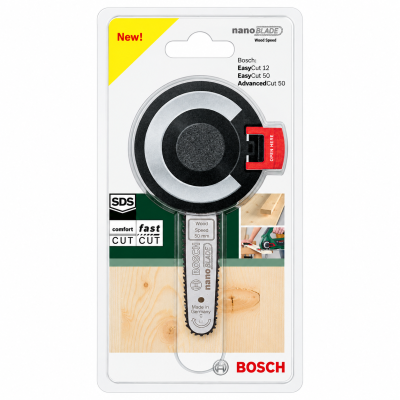 Lâmina nano BLADE Bosch para corte de madeira em embalagem plástica.