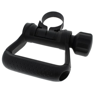 Pegador de bicicleta preto com punho texturizado e botão de ajuste