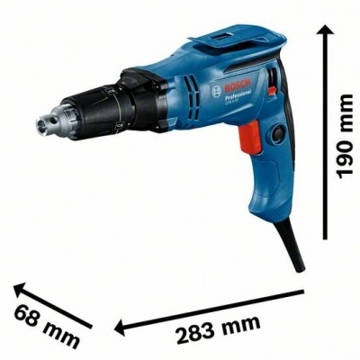 Furadeira elétrica azul e preta Bosch Professional com medidas