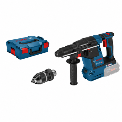Martelo perfurador Bosch com mala azul e mandril preto