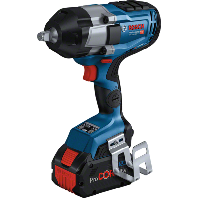 Chave de impacto sem fios Bosch azul e preta com detalhes vermelhos