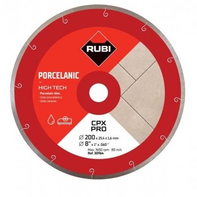 Disco de corte RUBI CPX PRO para porcelanato vermelho e cinzento