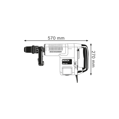 Martelo perfurador BOSCH GSH 11 E com dimensões 570x270 mm