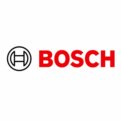 Logótipo da marca BOSCH com letras vermelhas e símbolo circular preto
