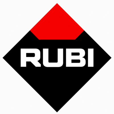 Logótipo da RUBI em fundo preto com triângulo vermelho