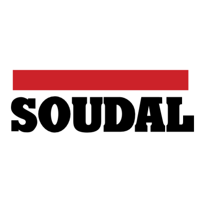 Logótipo da marca SOUDAL com barra vermelha e texto preto