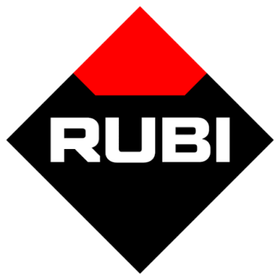 Logótipo da marca RUBI em losango vermelho e preto com texto branco