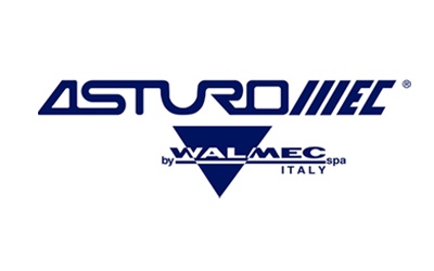 Logotipo ASTUROMEC by WALMEC spa ITALY em azul escuro