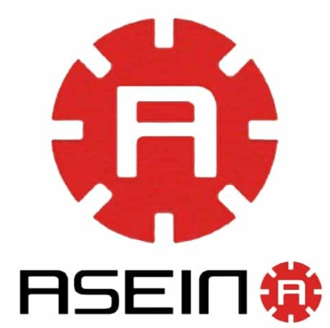 Logótipo vermelho e preto da marca ASEIN com a letra A