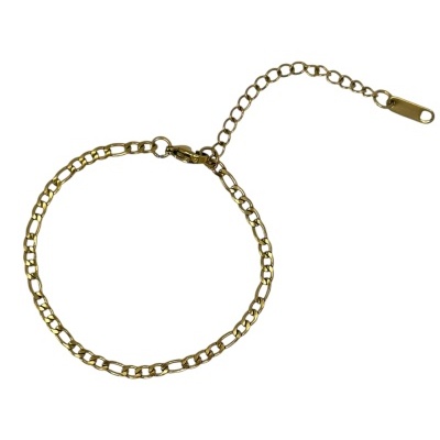 Pulseira dourada em corrente com elos oval e fecho ajustável