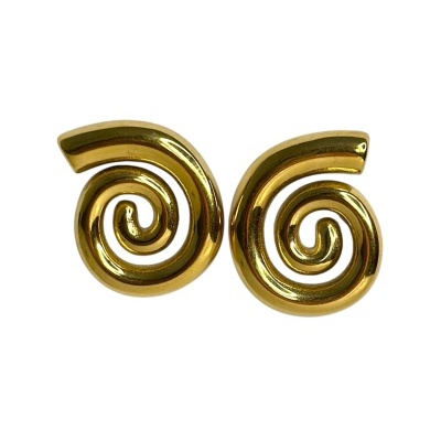 Brincos espiralados dourados com acabamento brilhante