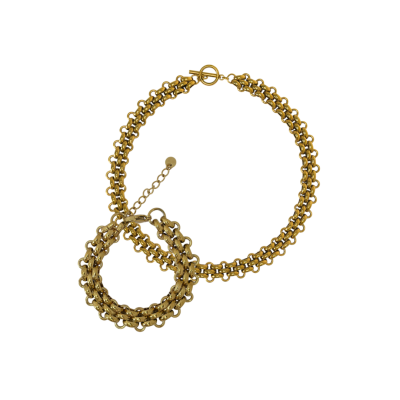 Colar e pulseira dourados com elos entrelaçados