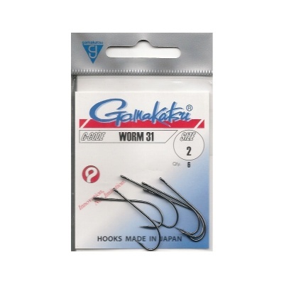 Pacote de anzóis Gamakatsu A-Code Worm 31 tamanho 2, 6 unidades