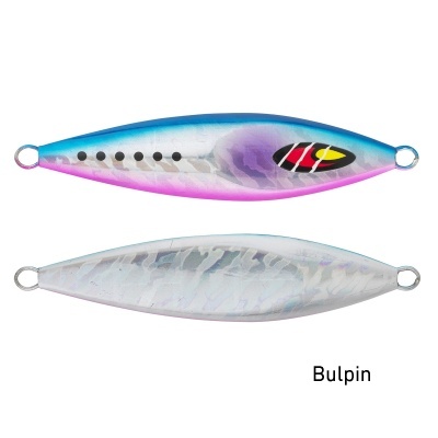 Dois peixes artificiais de pesca tipo bulpin coloridos e metálicos
