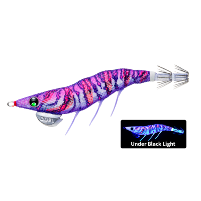 Isca de pesca artificial com padrão colorido e anzóis metálicos