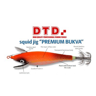 Isco artificial para pesca de lula em vermelho e laranja com anzóis e corpo texturizado