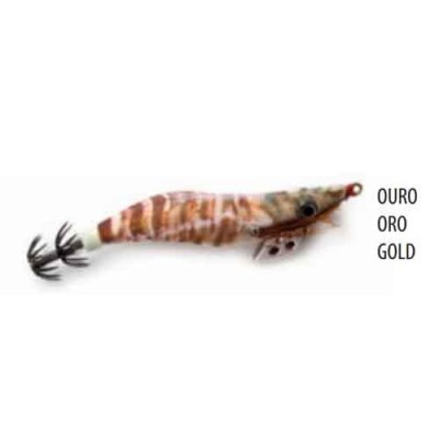 Isca artificial de lula com padrão listrado e anzóis duplos