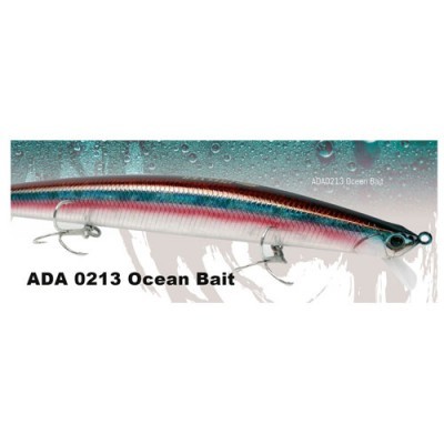 Isca de pesca ADA 0213 Ocean Bait azul, vermelho e prateada com anzóis