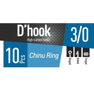 Etiqueta embalagem anzóis D'hook 10 peças Chinu Ring 3/0
