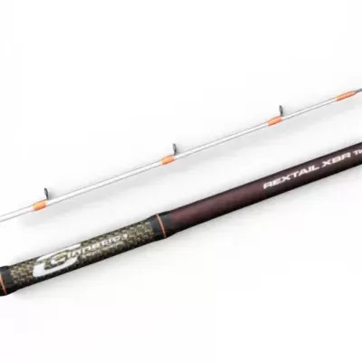 Vara de pesca REXTAIL X8R com detalhes em laranja