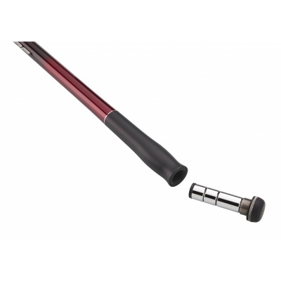 Bengala vermelha metálica com pega preta e ponta metálica destacada