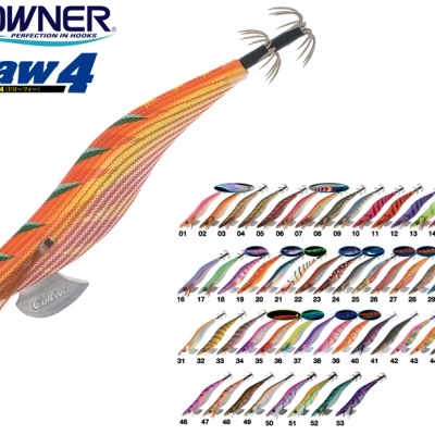 Anzol de pesca tipo lula Draw 4 da OWNER e paleta de cores numeradas